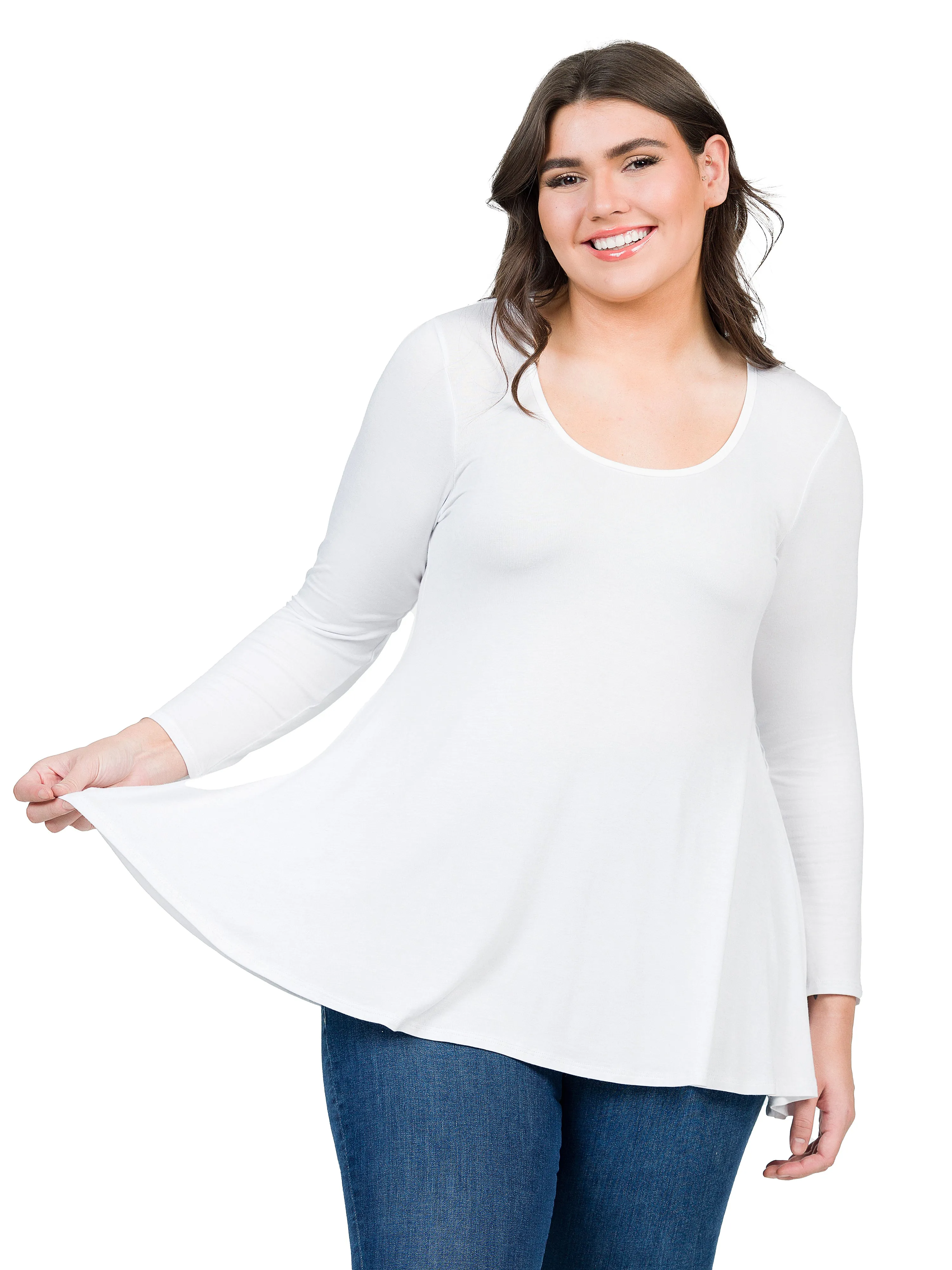 Womens Plus Size Long Sleeve Tunic Top