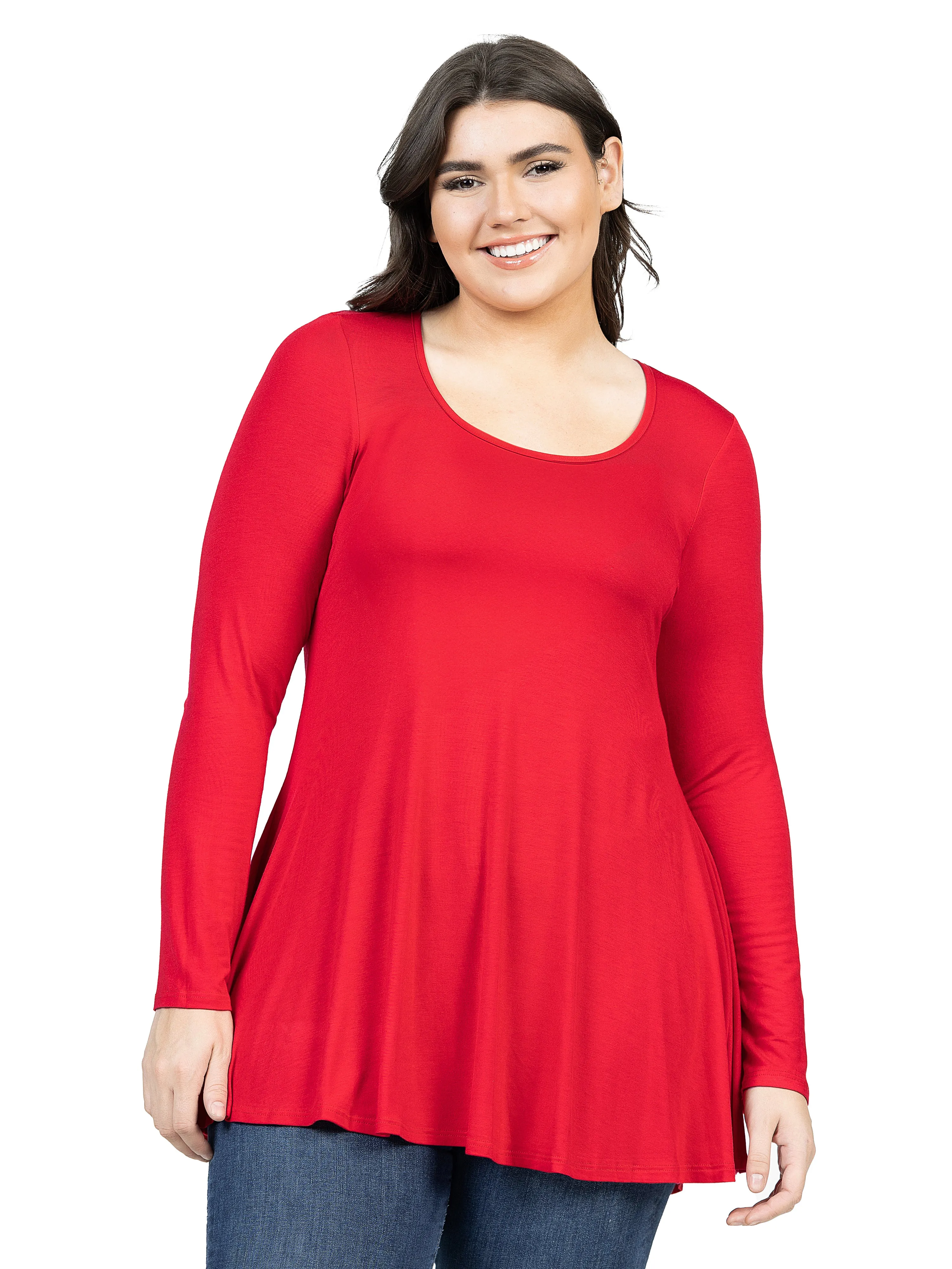 Womens Plus Size Long Sleeve Tunic Top