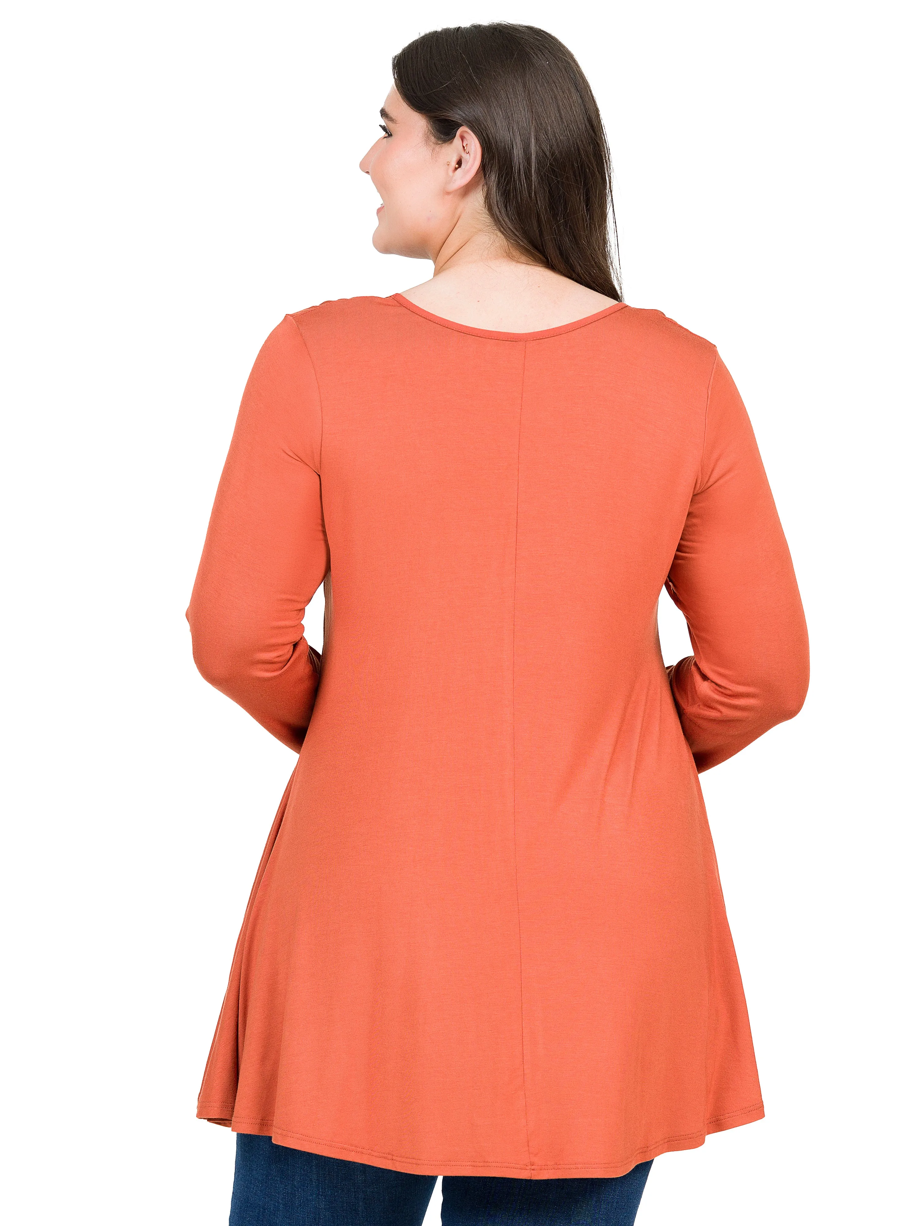 Womens Plus Size Long Sleeve Tunic Top