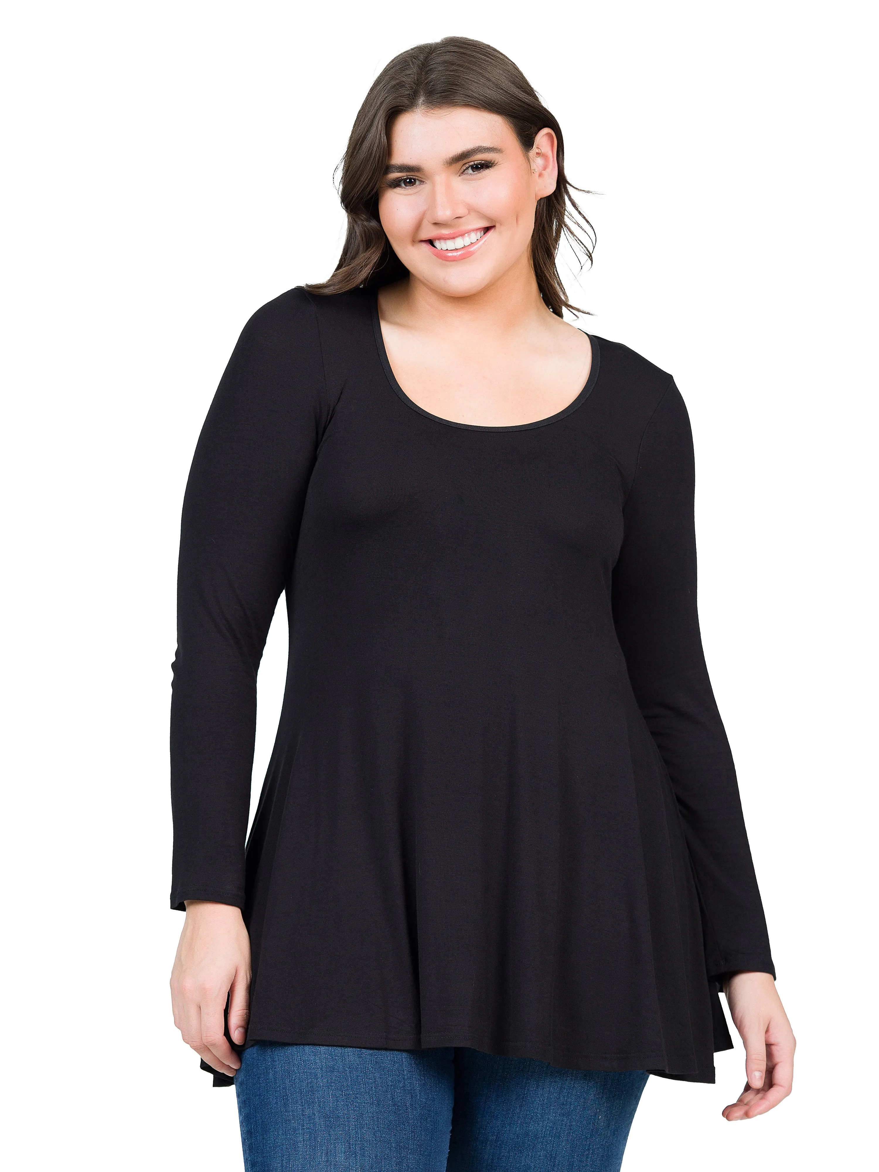 Womens Plus Size Long Sleeve Tunic Top