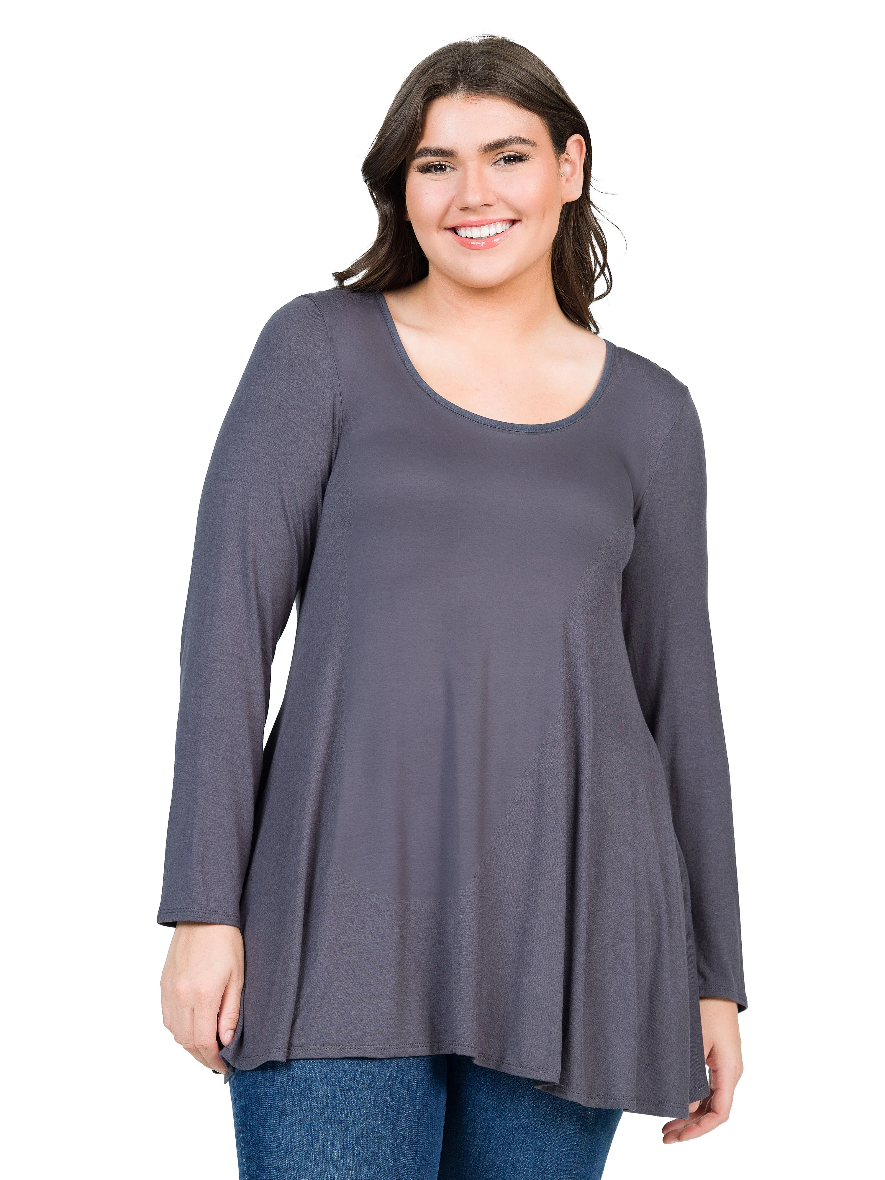 Womens Plus Size Long Sleeve Tunic Top