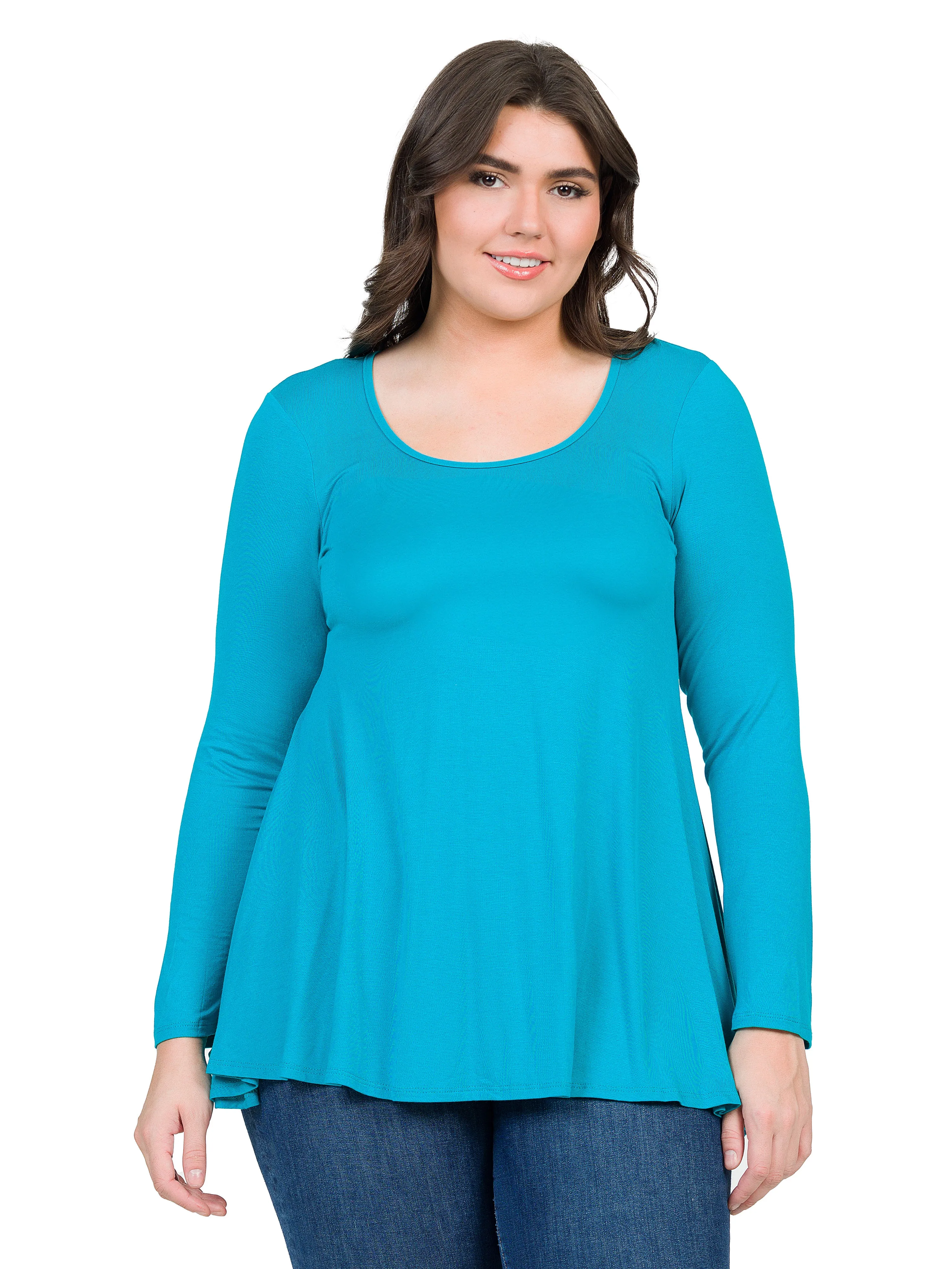 Womens Plus Size Long Sleeve Tunic Top