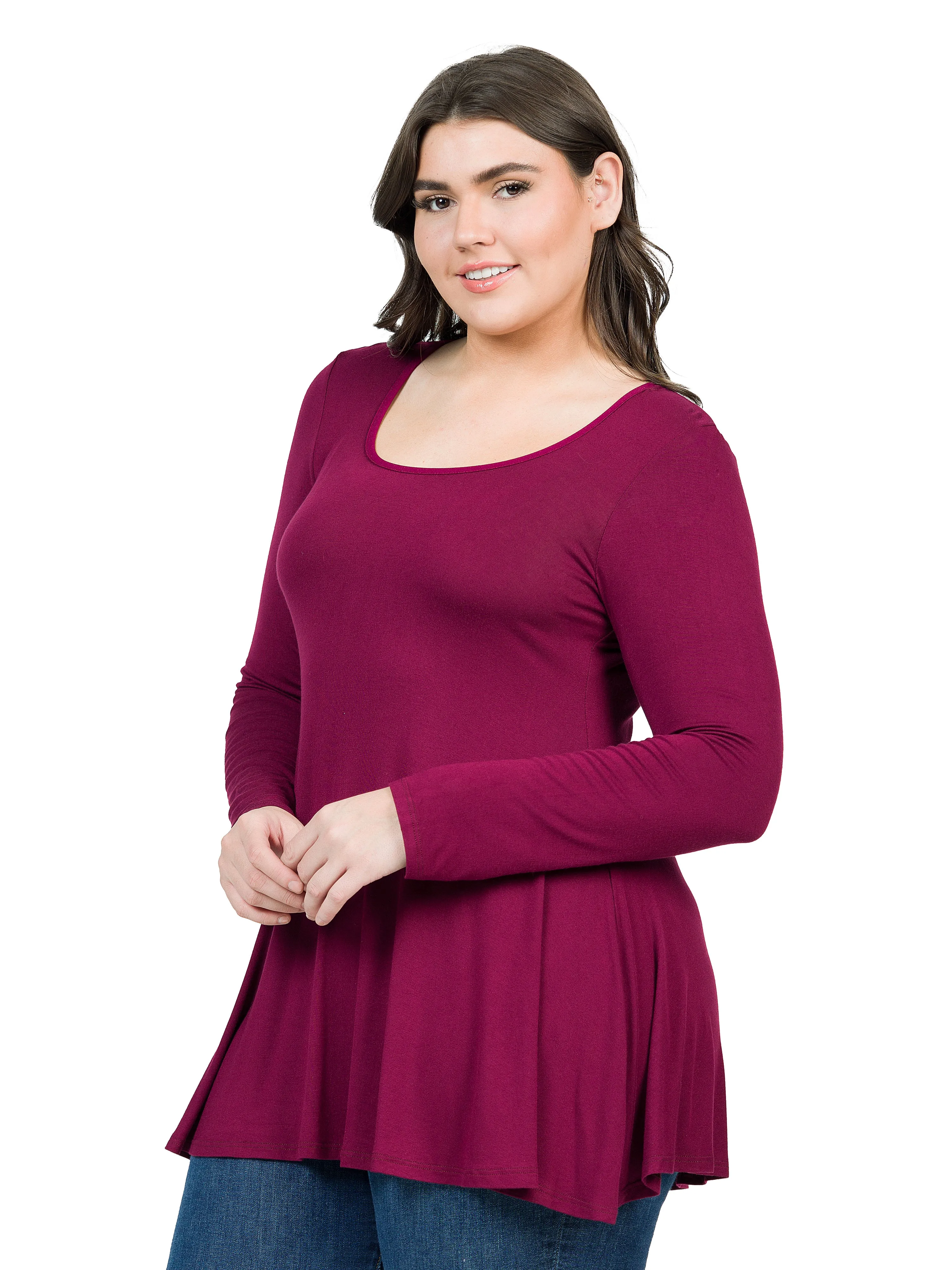 Womens Plus Size Long Sleeve Tunic Top