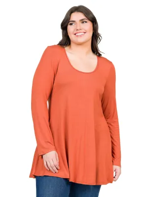 Womens Plus Size Long Sleeve Tunic Top