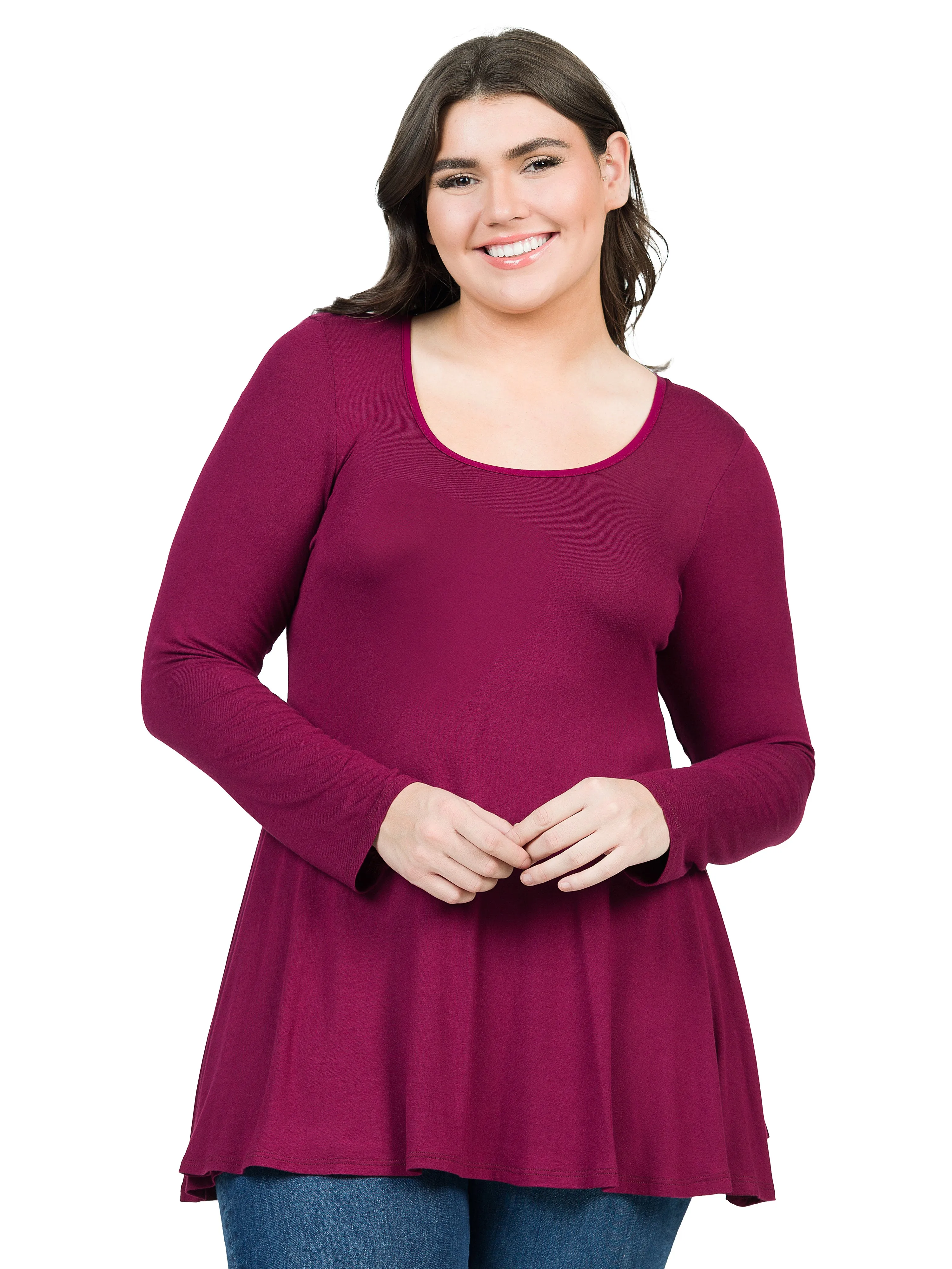 Womens Plus Size Long Sleeve Tunic Top