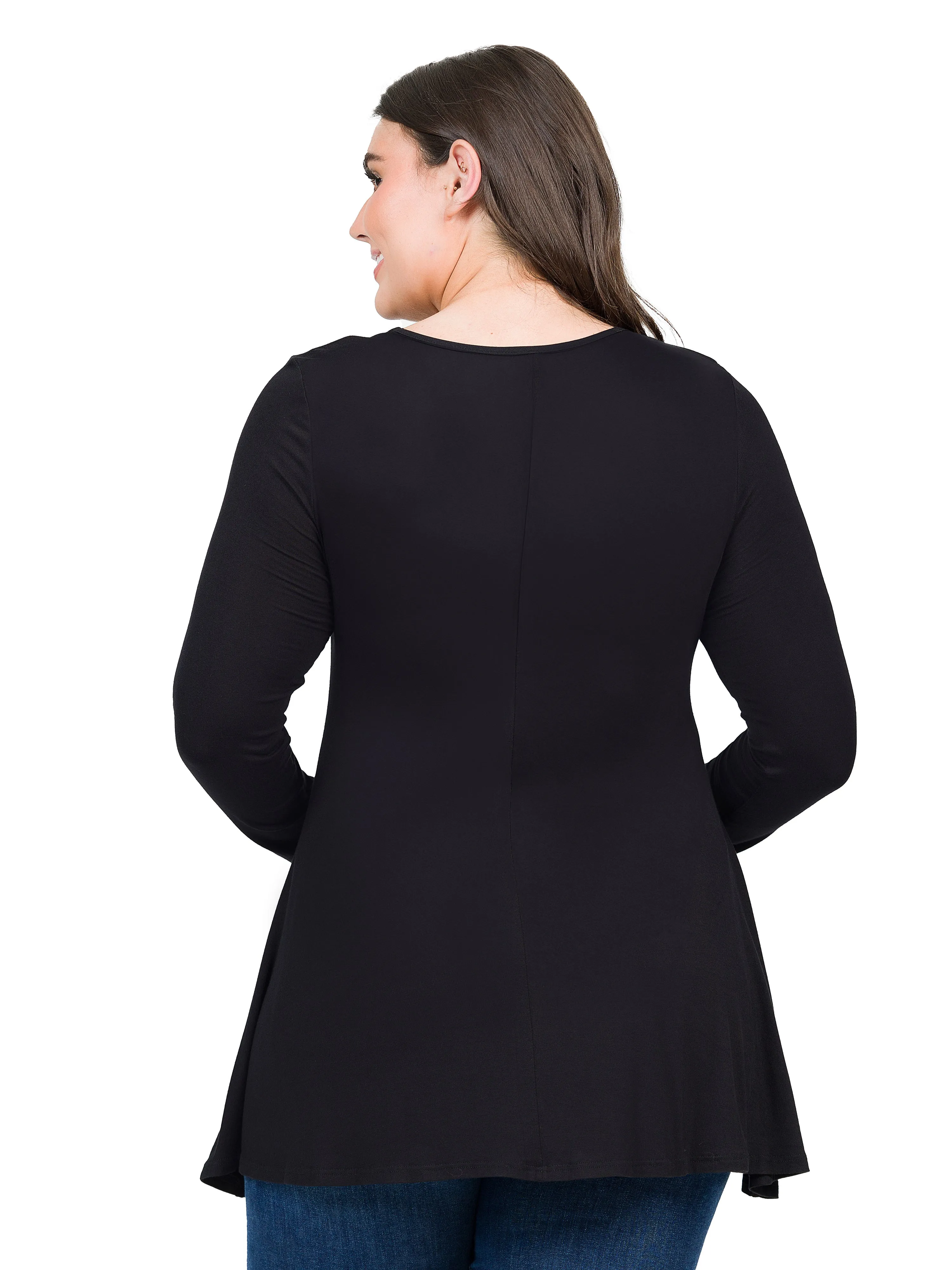 Womens Plus Size Long Sleeve Tunic Top