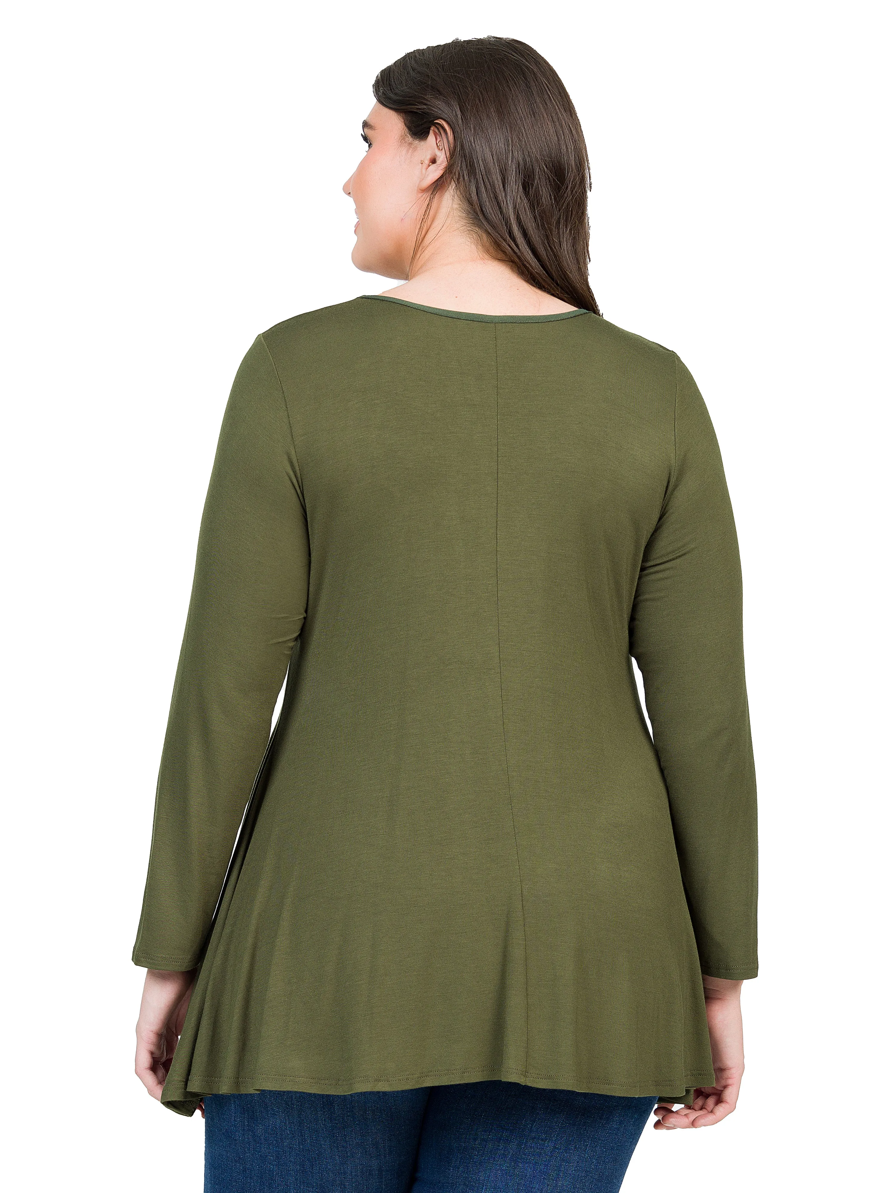 Womens Plus Size Long Sleeve Tunic Top