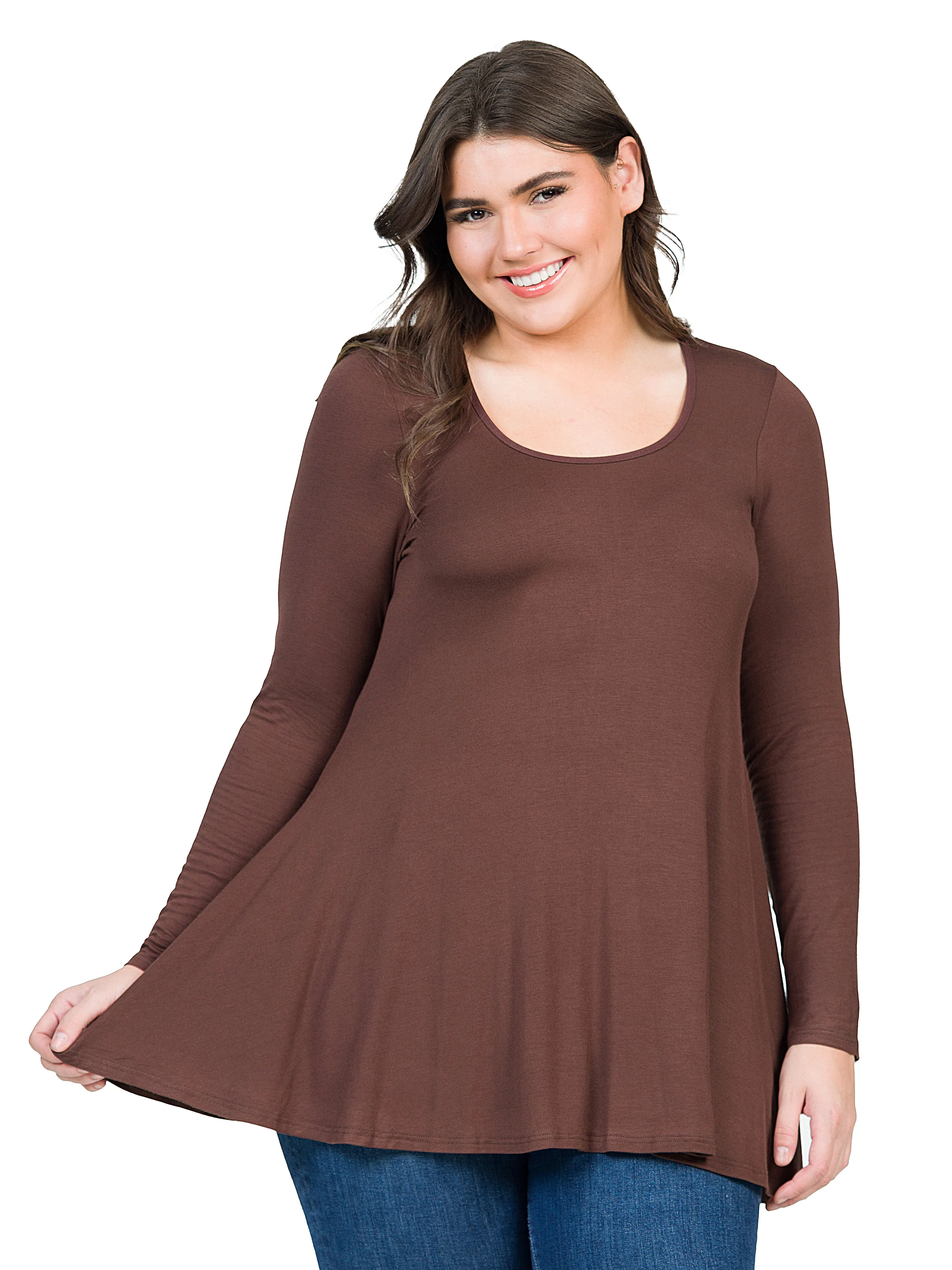 Womens Plus Size Long Sleeve Tunic Top