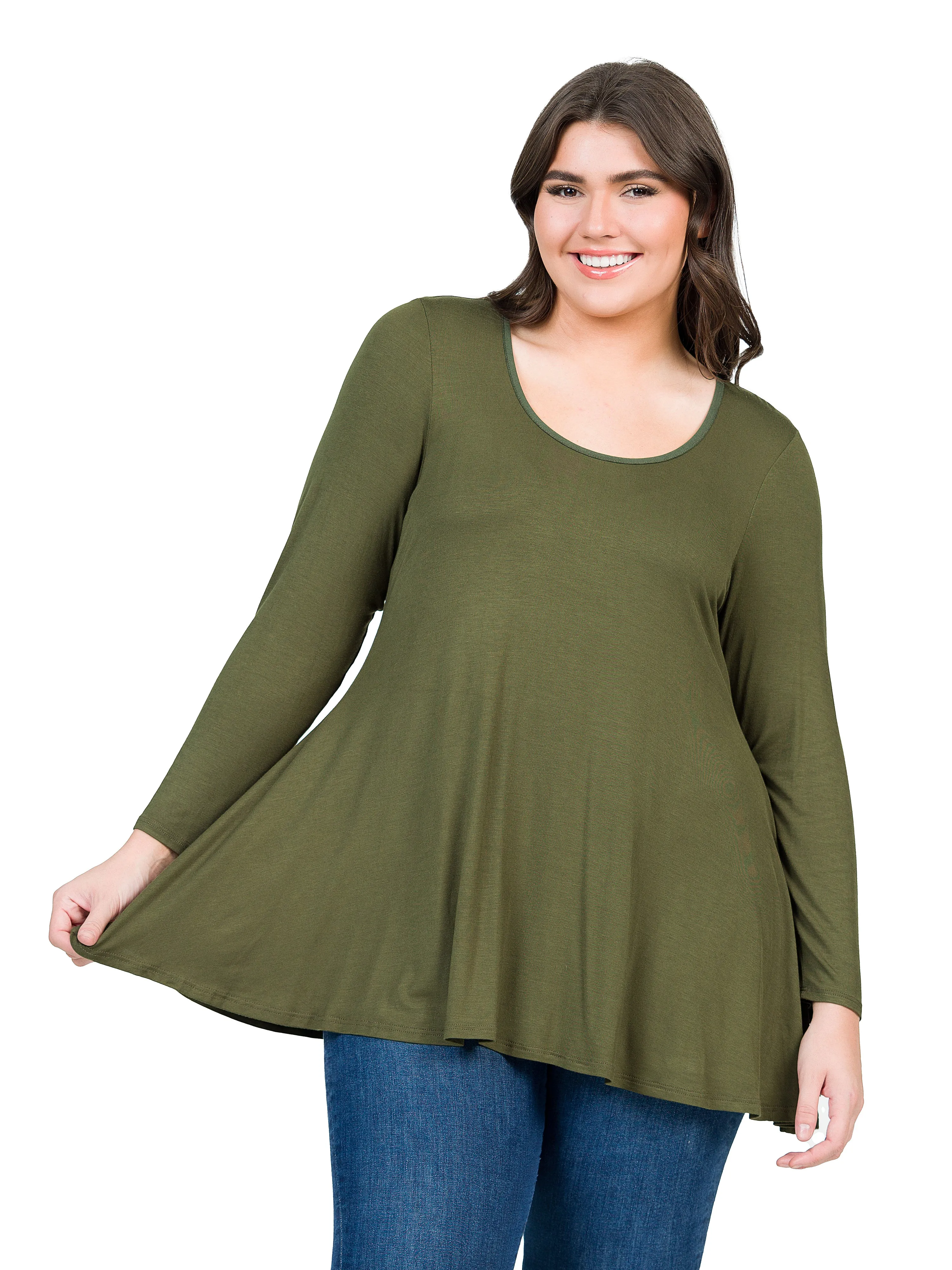 Womens Plus Size Long Sleeve Tunic Top