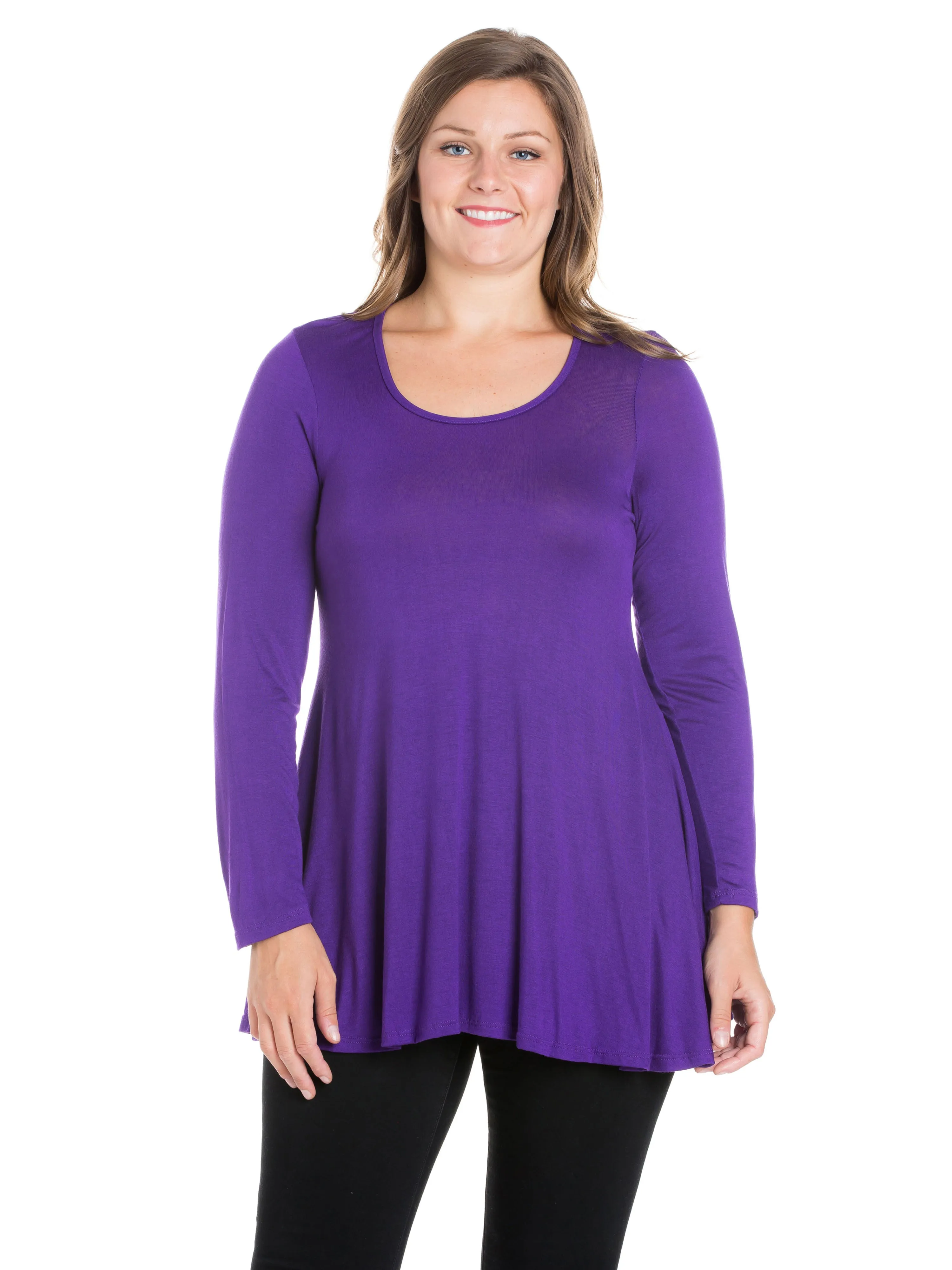 Womens Plus Size Long Sleeve Tunic Top