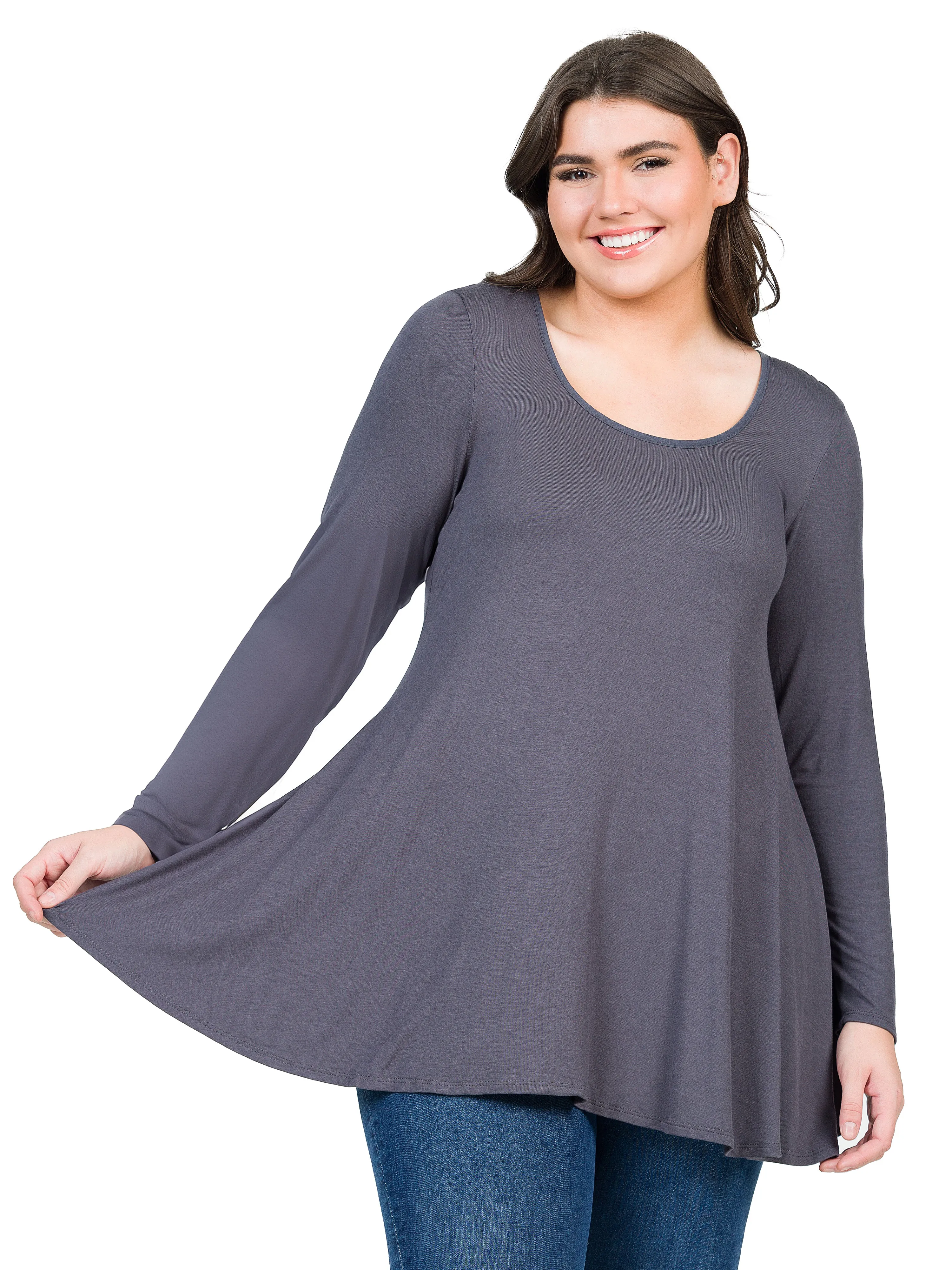 Womens Plus Size Long Sleeve Tunic Top