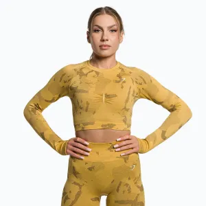Women's Printed Open Back Sport Top,Mustard