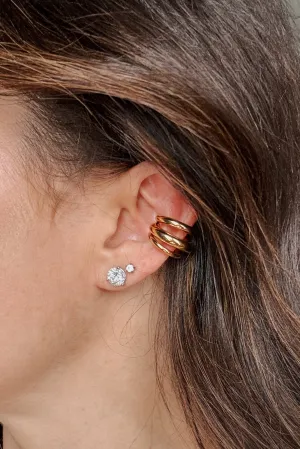Women's Triple Hoop Ear Cuff | 18k Gold-Plated Stainless Steel Jewelry | Tarnish-Resistant
