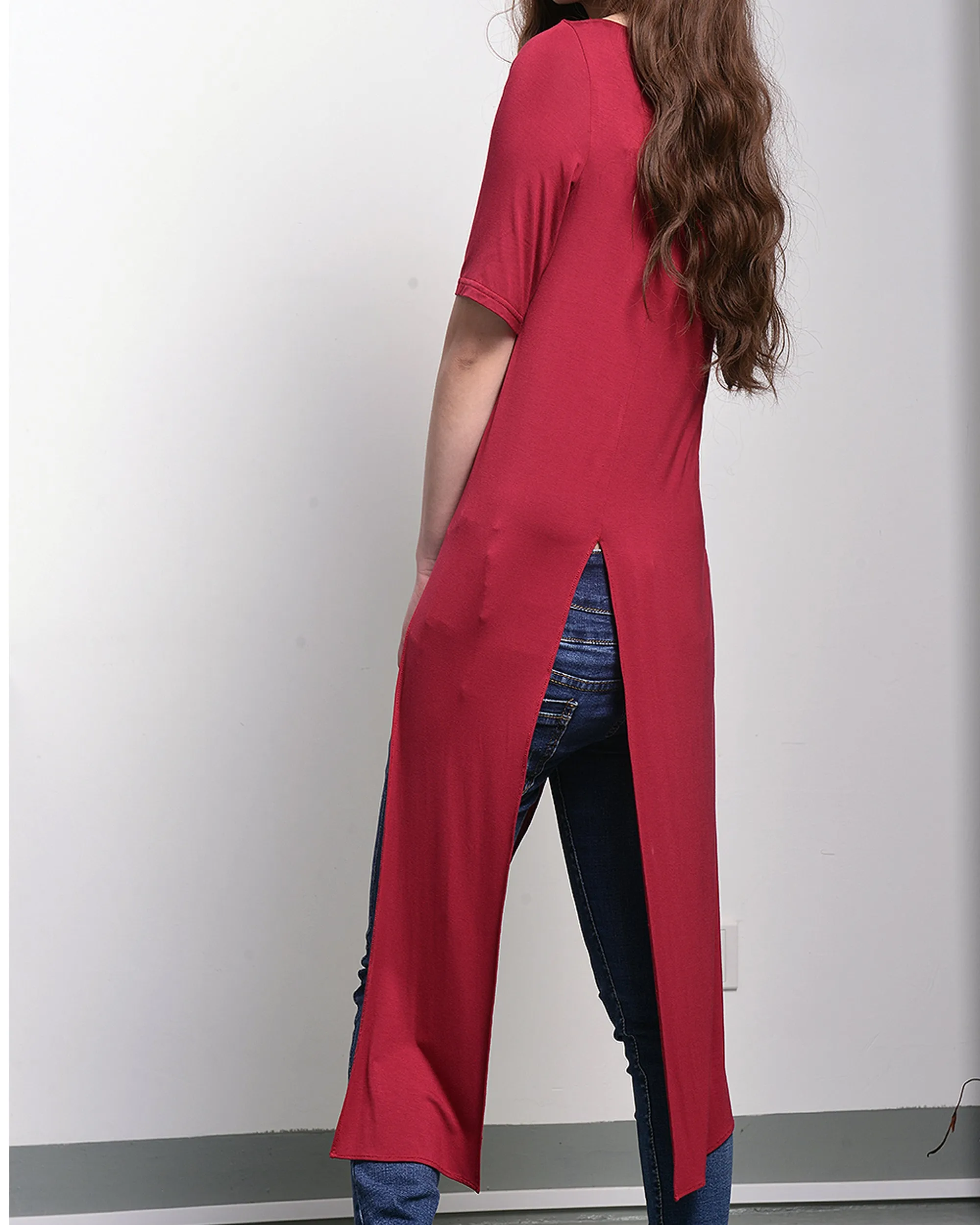 Women's tunic dress/modal cotton tunic dress/short sleeve dress/asymmetrical top/customized black dress(Y1943)
