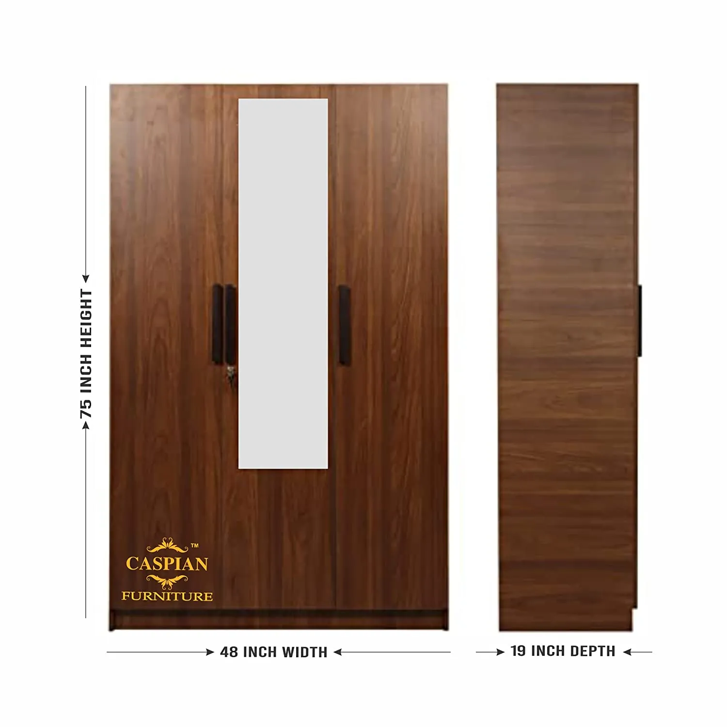 Wood 3 Door Wardrobe with Drawer, Shelves and Hanging Space for Clothes|| Wooden Cupboard
