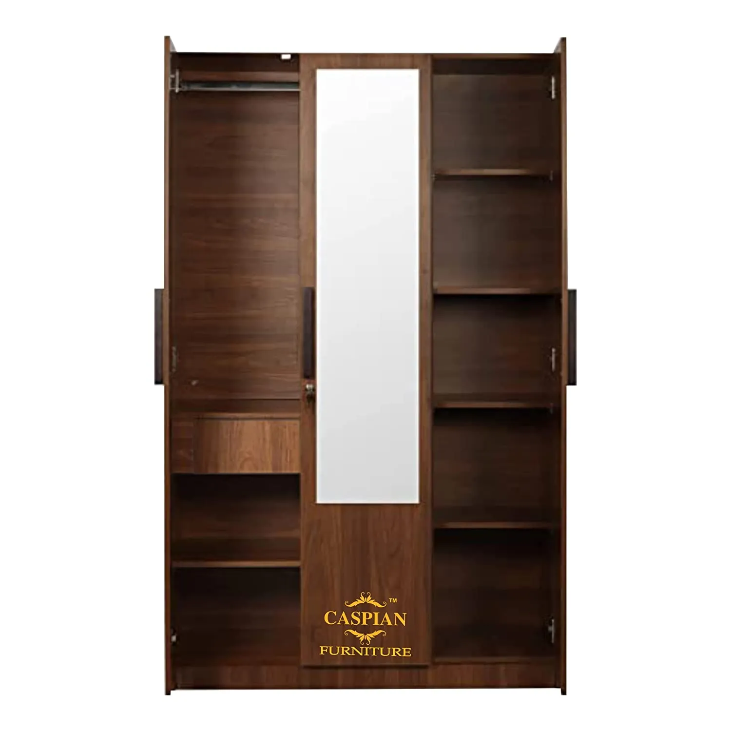 Wood 3 Door Wardrobe with Drawer, Shelves and Hanging Space for Clothes|| Wooden Cupboard