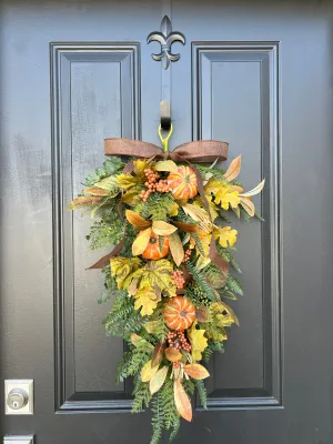 Woodland Pumpkin Harvest Swag Wreath