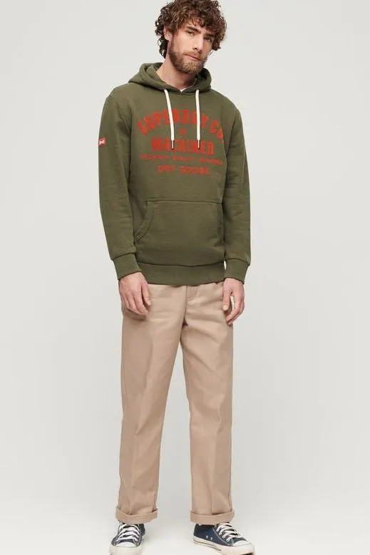 Workwear Flock Graphic Hoodie | Khaki Marle