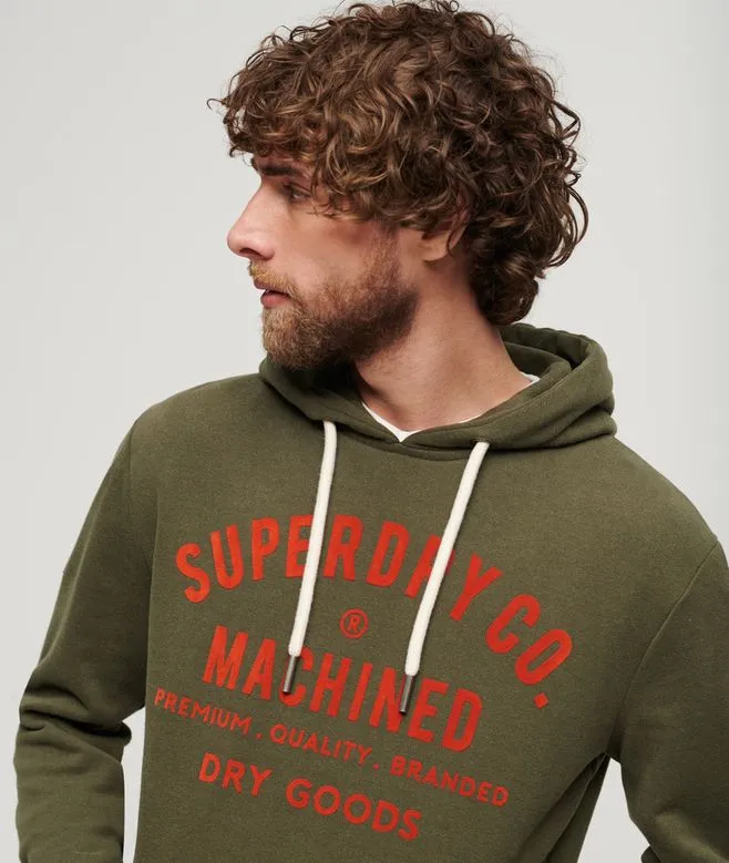 Workwear Flock Graphic Hoodie | Khaki Marle