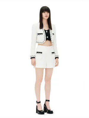 YES BY YESIR Fall/Winter Embossed tweed blazer jacket skort - Charli