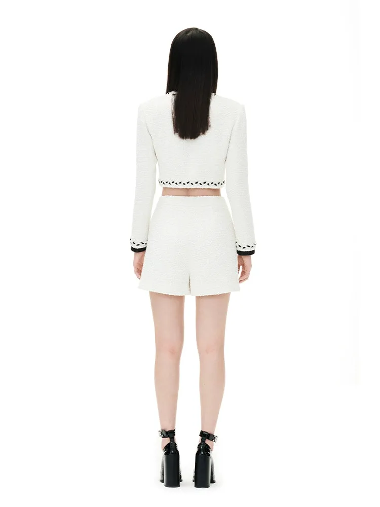 YES BY YESIR Fall/Winter Embossed tweed blazer jacket skort - Charli