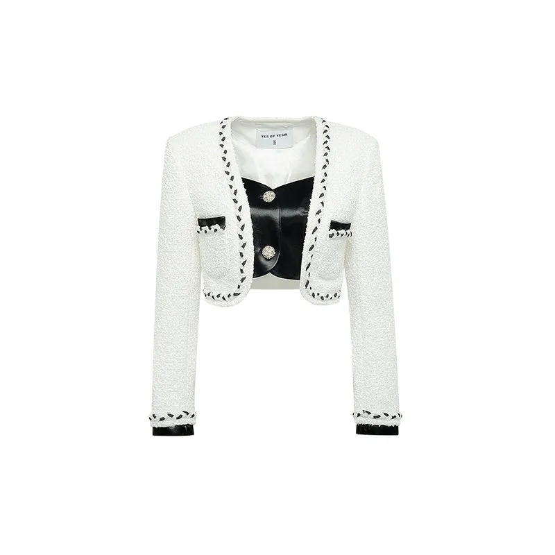 YES BY YESIR Fall/Winter Embossed tweed blazer jacket skort - Charli