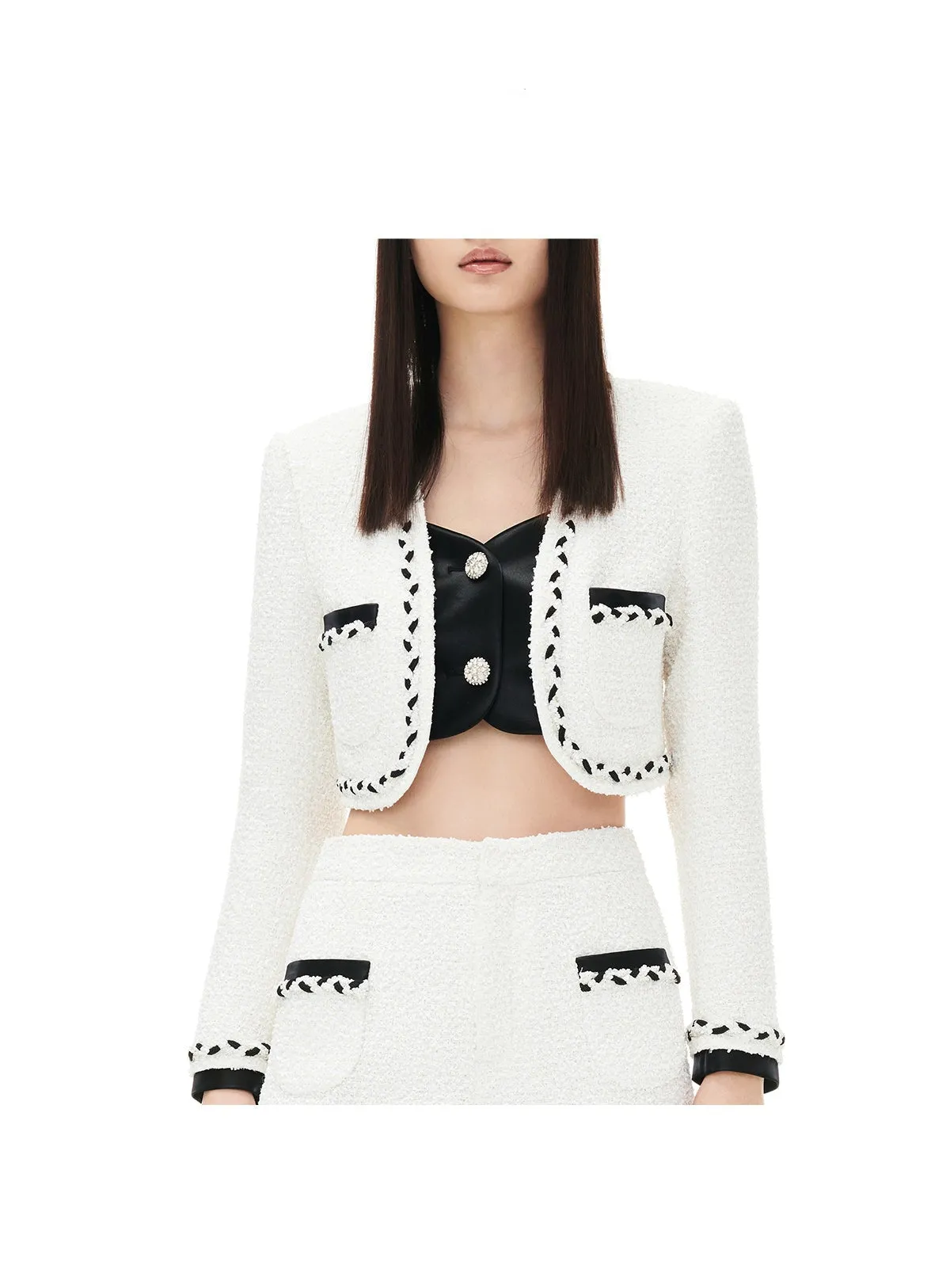 YES BY YESIR Fall/Winter Embossed tweed blazer jacket skort - Charli