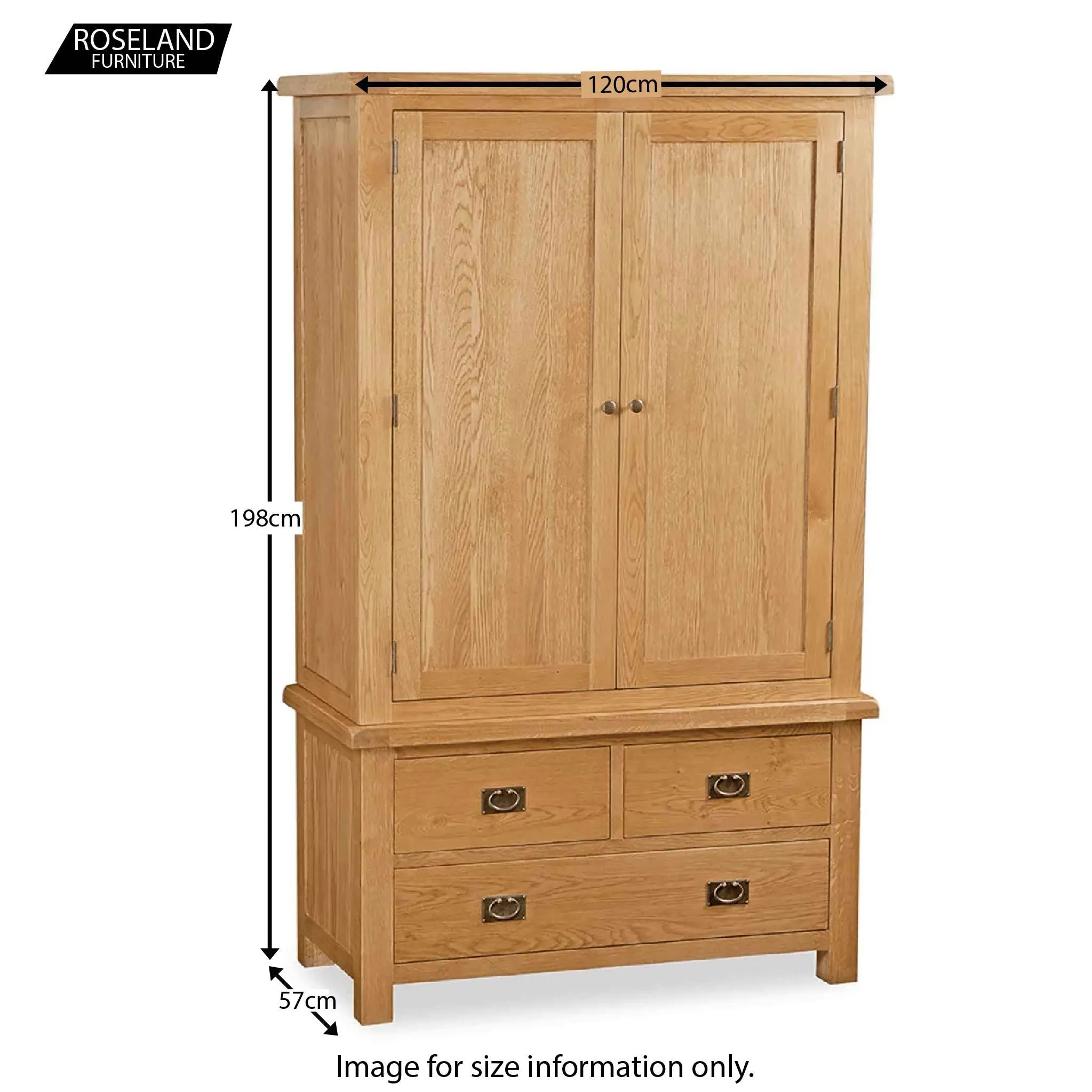 Zelah Oak 3 Drawer Wardrobe